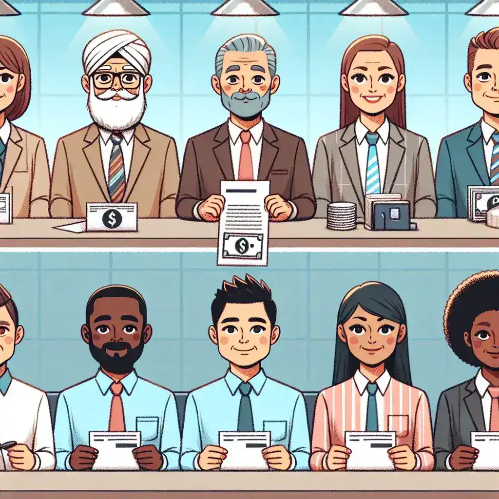 "Senior TCS employees discussing quarterly variable pay allocations in an office setting, highlighting the impact of recent changes on their compensation."